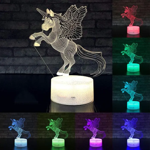 Einhorn Nachtlicht, Nachtlampe, Lampe mit Einhorn Motiven und Farbwechsel