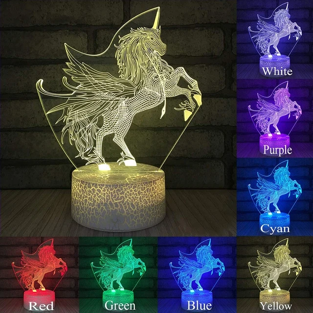 Einhorn Nachtlicht, Nachtlampe, Lampe mit Einhorn Motiven und Farbwechsel