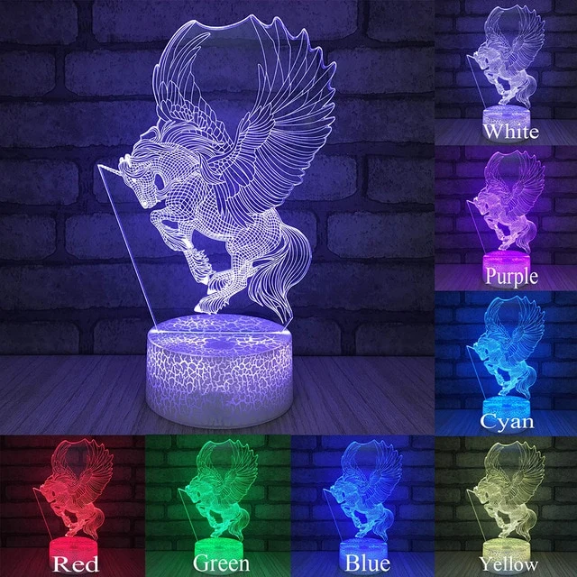 Einhorn Nachtlicht, Nachtlampe, Lampe mit Einhorn Motiven und Farbwechsel