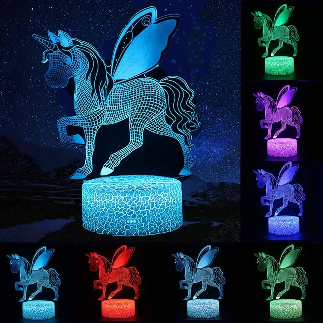 Einhorn Nachtlicht, Nachtlampe, Lampe mit Einhorn Motiven und Farbwechsel