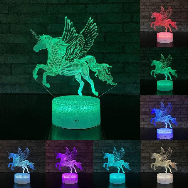 Einhorn Nachtlicht, Nachtlampe, Lampe mit Einhorn Motiven und Farbwechsel