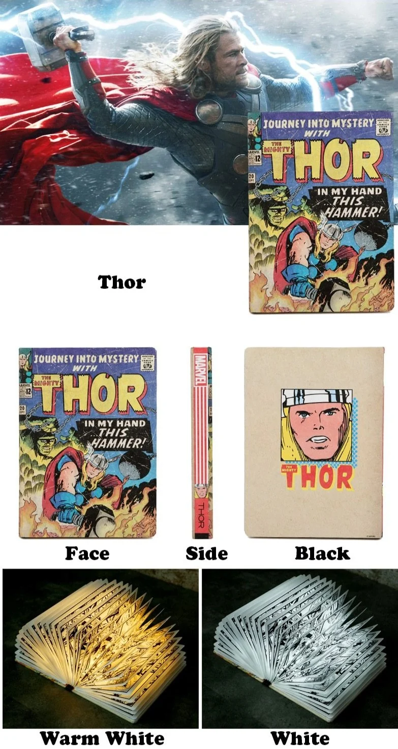 Thor Comic Heft Lampe, Nachtlicht, Tischlampe - Lampe zum auffächern im Comic Look