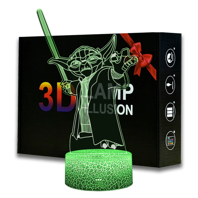Star Wars Yoda Nachtlicht, Tischlampe, Lampe, 3D Effekt