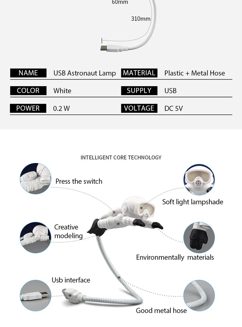 Astronaut / Taucher USB Mini Lampe