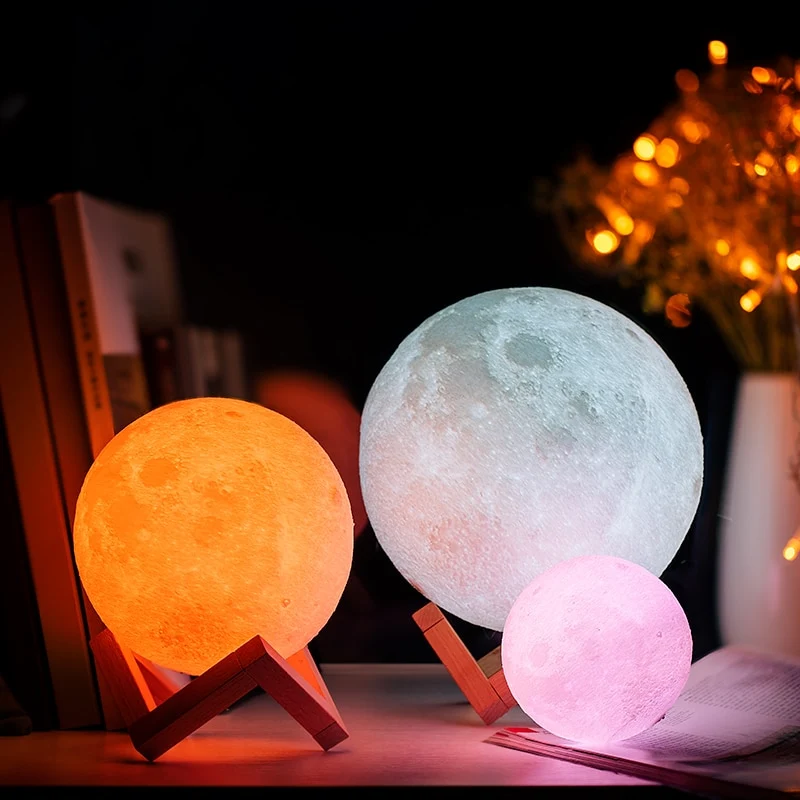 Mondlicht mit bis zu 16 Farben, Farbwechsel, Mondlampe, Nachtlicht, Tischlampe