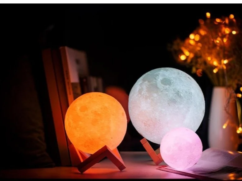 Mondlicht mit bis zu 16 Farben, Farbwechsel, Mondlampe, Nachtlicht, Tischlampe