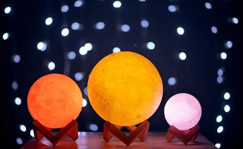 Mondlicht mit bis zu 16 Farben, Farbwechsel, Mondlampe, Nachtlicht, Tischlampe