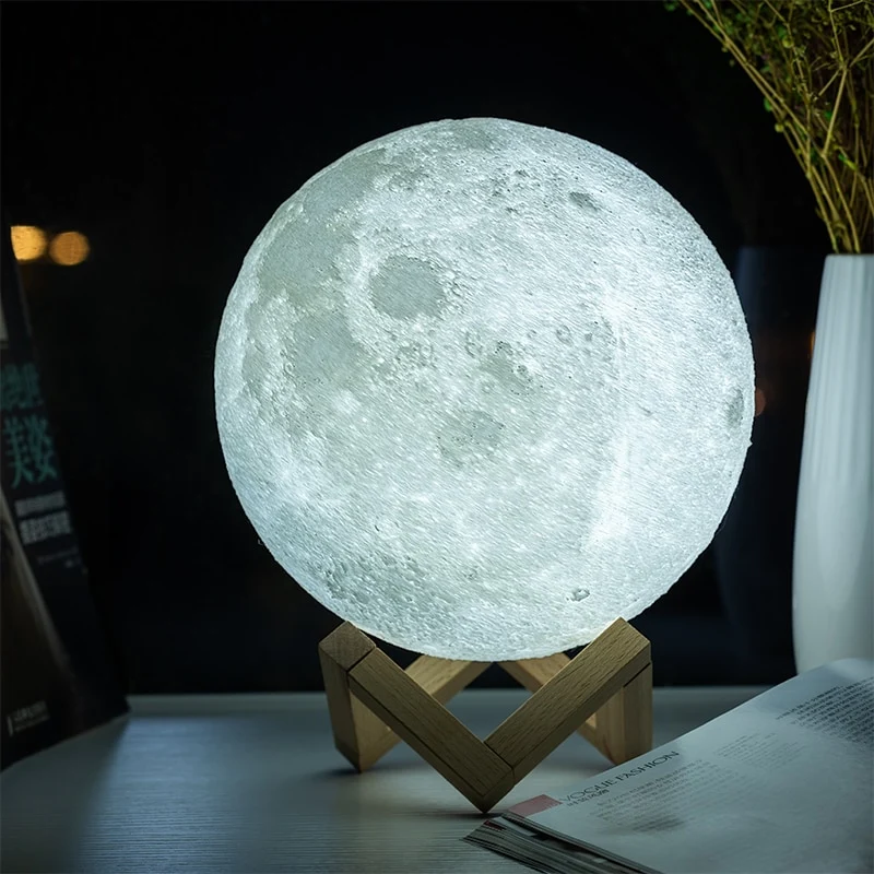 Mondlicht mit bis zu 16 Farben, Farbwechsel, Mondlampe, Nachtlicht, Tischlampe