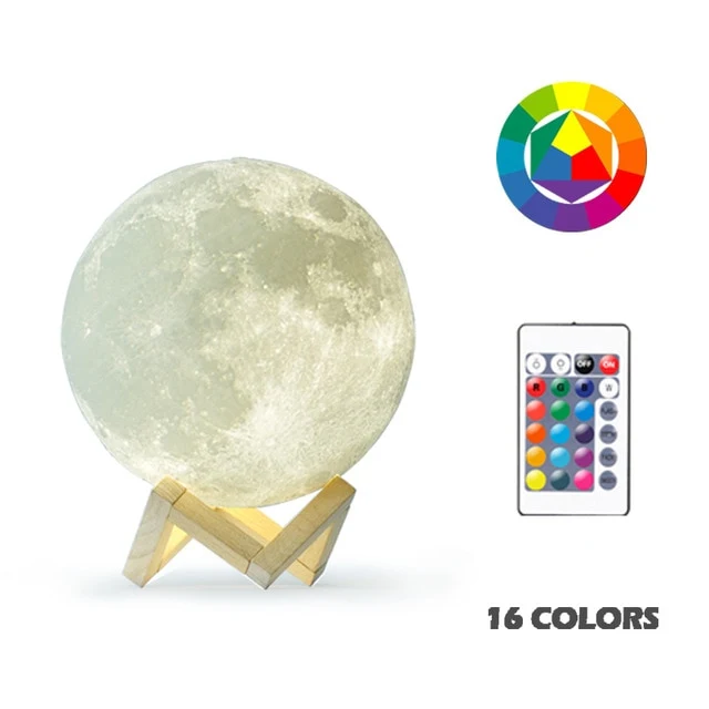 Mondlicht mit bis zu 16 Farben, Farbwechsel, Mondlampe, Nachtlicht, Tischlampe