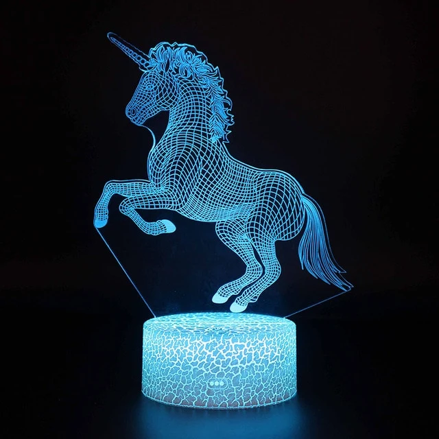 3D illusion Nachtlampe Einhorn Motiv - Farbwechsel Geschenk