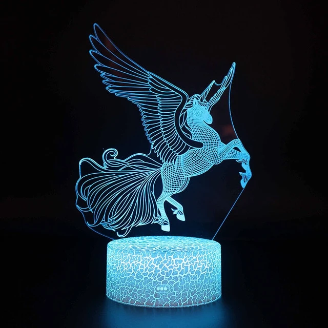 3D illusion Nachtlampe Einhorn Motiv - Farbwechsel Geschenk