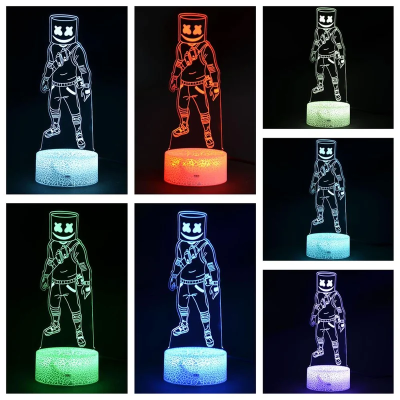 Fortnite Season 7 Marshmello 3D LED Nachtlicht Lampe mit Farbwechsel Effekt