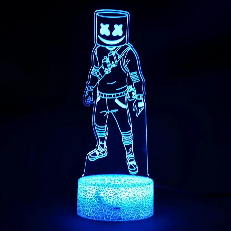 Fortnite Season 7 Marshmello 3D LED Nachtlicht Lampe mit Farbwechsel Effekt