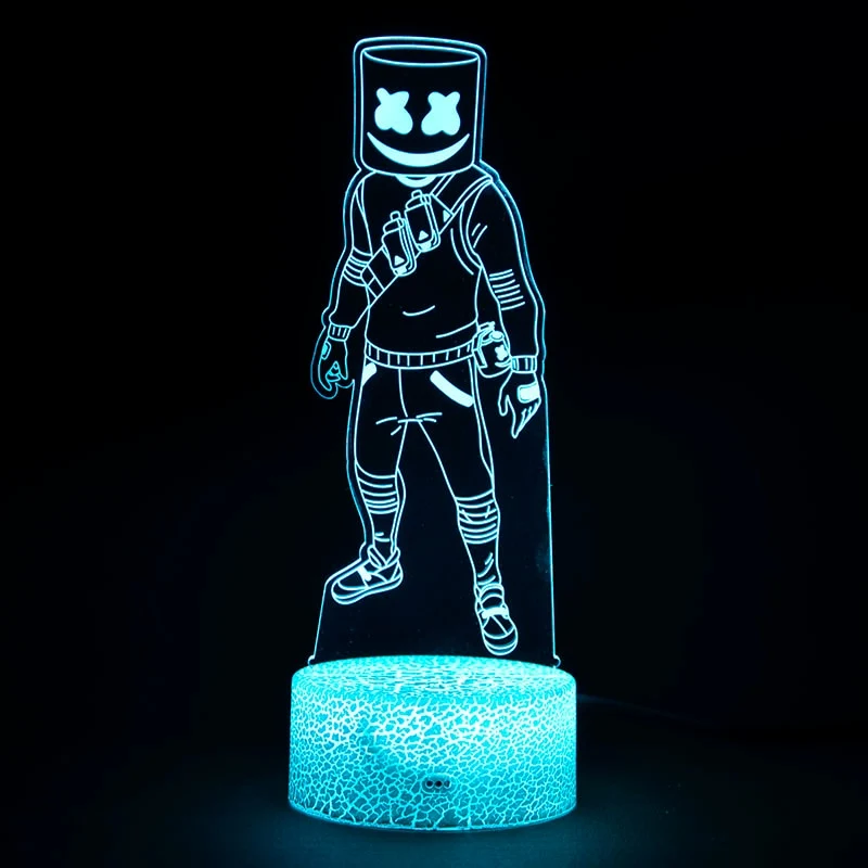 Fortnite Season 7 Marshmello 3D LED Nachtlicht Lampe mit Farbwechsel Effekt