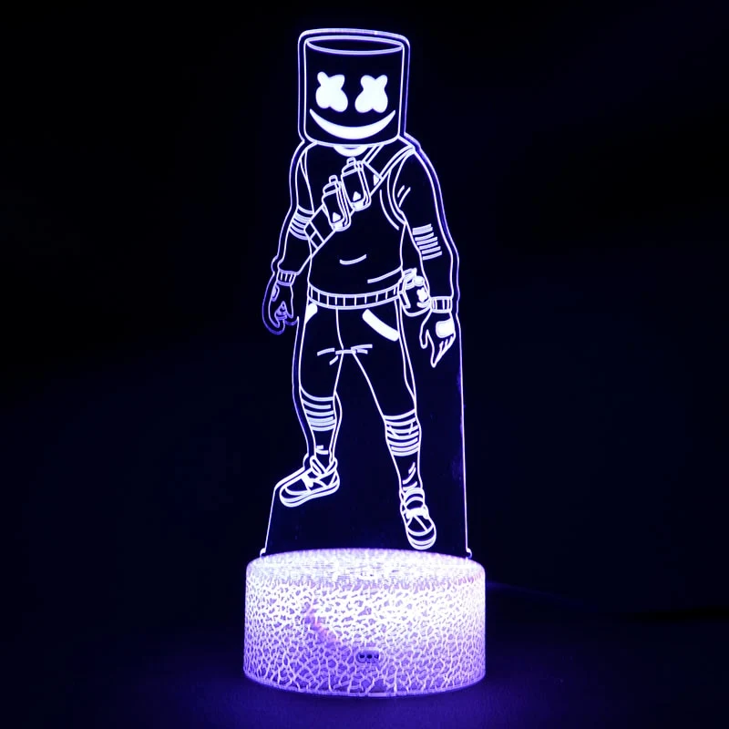 Fortnite Season 7 Marshmello 3D LED Nachtlicht Lampe mit Farbwechsel Effekt
