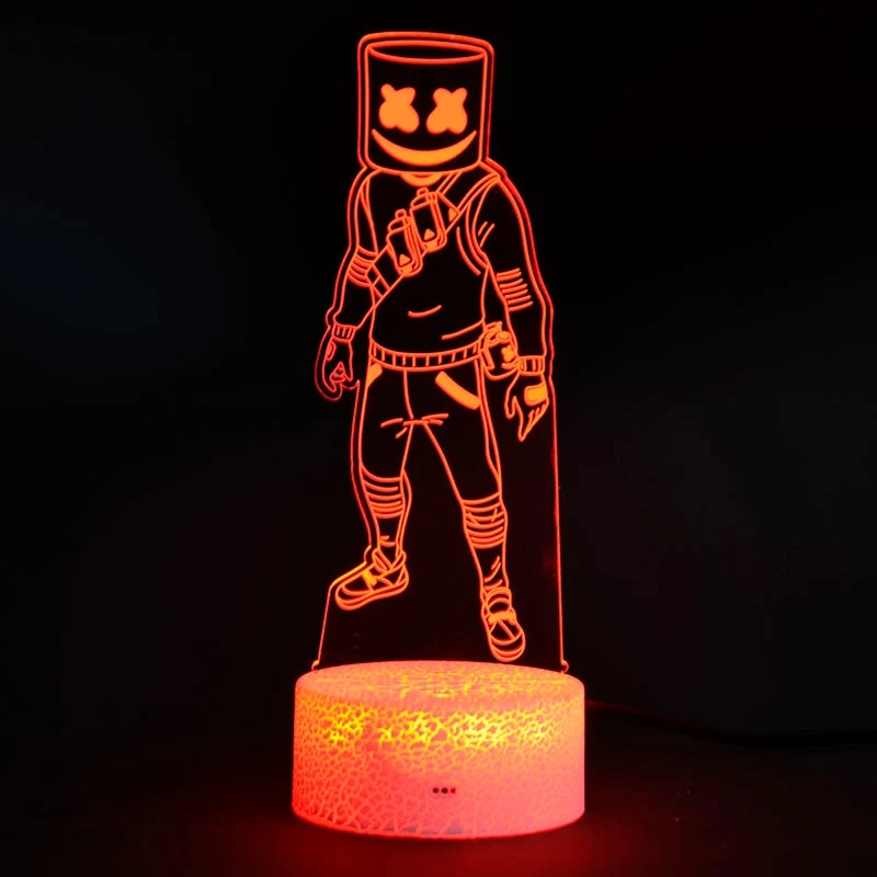Fortnite Season 7 Marshmello 3D LED Nachtlicht Lampe mit Farbwechsel Effekt
