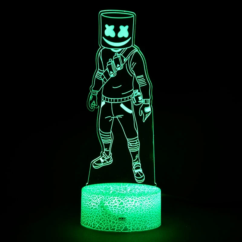 Fortnite Season 7 Marshmello 3D LED Nachtlicht Lampe mit Farbwechsel Effekt