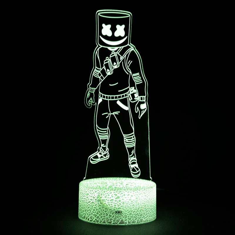 Fortnite Season 7 Marshmello 3D LED Nachtlicht Lampe mit Farbwechsel Effekt