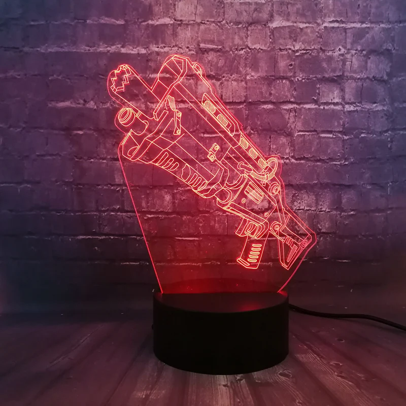 Battle Royal Gun Lampe mit 3D Effekt - Tischlampe