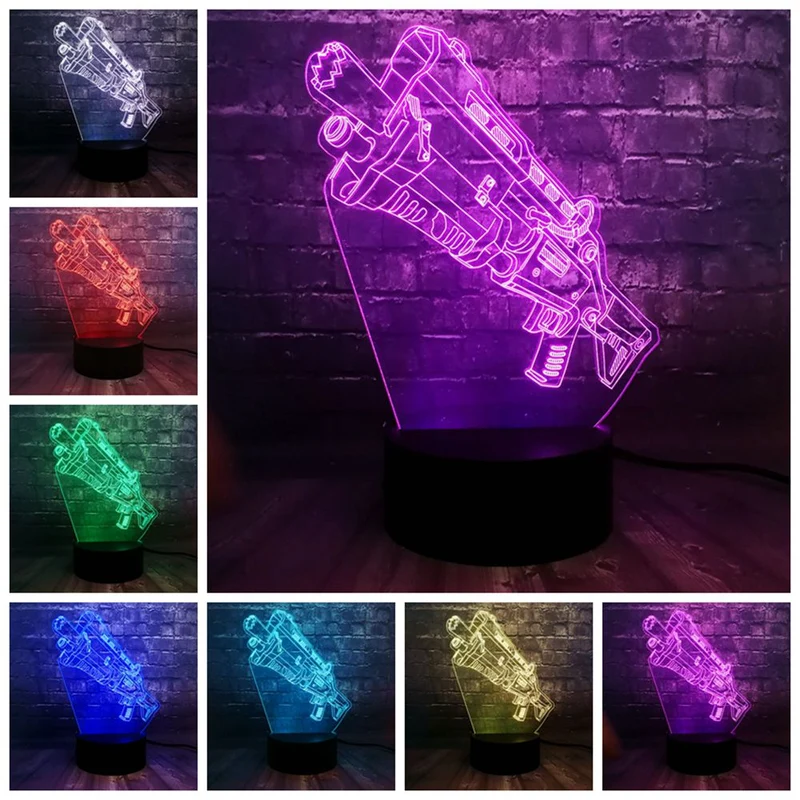 Battle Royal Gun Lampe mit 3D Effekt - Tischlampe