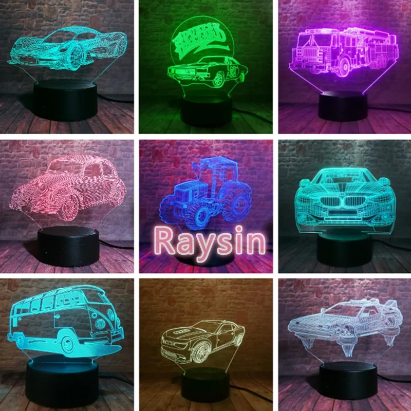 3D LED Lampe im Auto Design - Verschiedene Marken - Magischer Farbwechsel