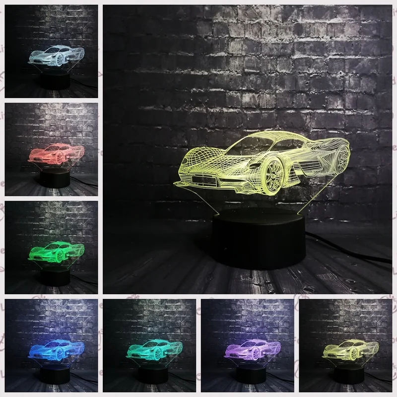 3D LED Lampe im Auto Design - Verschiedene Marken - Magischer Farbwechsel
