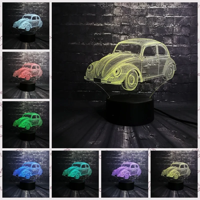 3D LED Lampe im Auto Design - Verschiedene Marken - Magischer Farbwechsel
