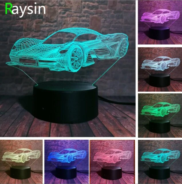 3D LED Lampe im Auto Design - Verschiedene Marken - Magischer Farbwechsel