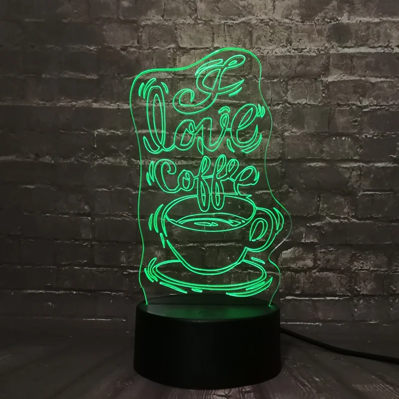3D LED Lampe - I love Coffee - Für Kaffee Liebhaber - Mit Farbwechsel