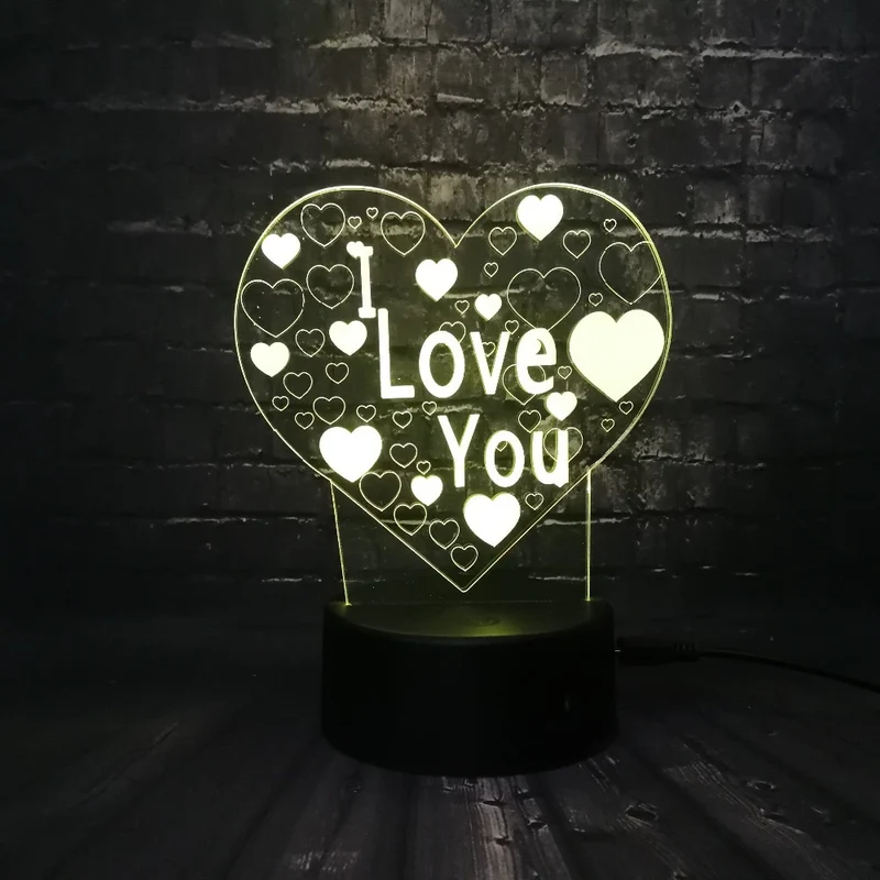 I Love You Lampe mit romantischen Farbwechsel und 3D Effekt