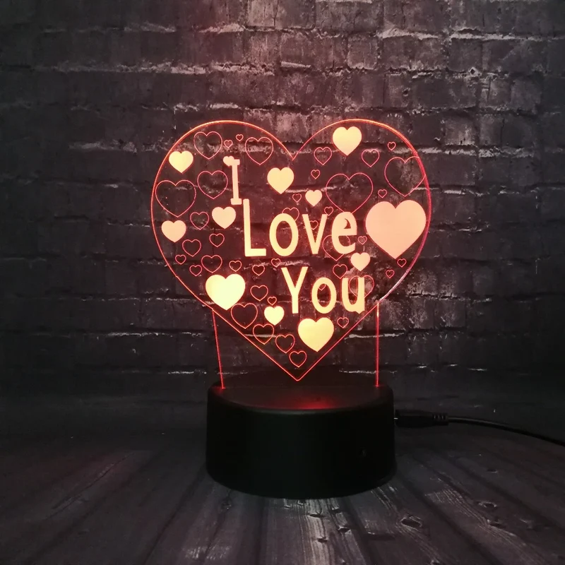 I Love You Lampe mit romantischen Farbwechsel und 3D Effekt