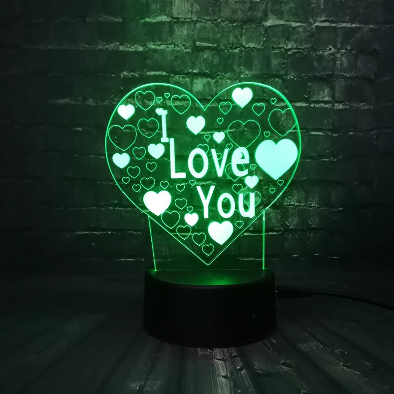 I Love You Lampe mit romantischen Farbwechsel und 3D Effekt