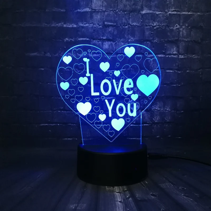 I Love You Lampe mit romantischen Farbwechsel und 3D Effekt