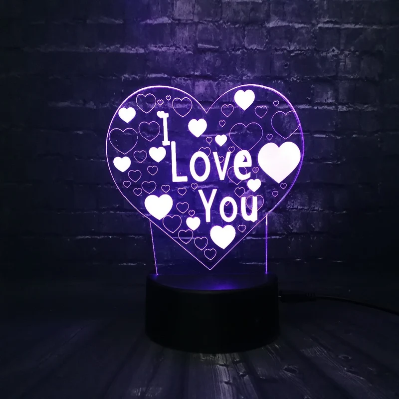 I Love You Lampe mit romantischen Farbwechsel und 3D Effekt