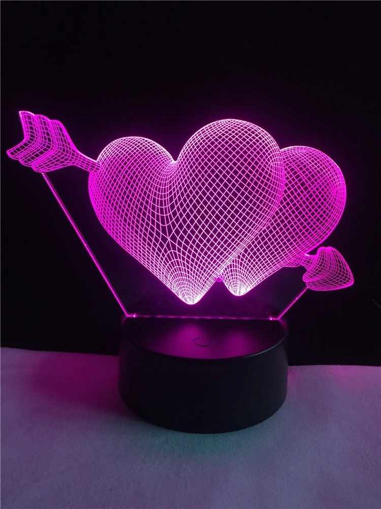 Romantische Lampe mit Herz Motiv, Farbwechsel und 3D Effekt