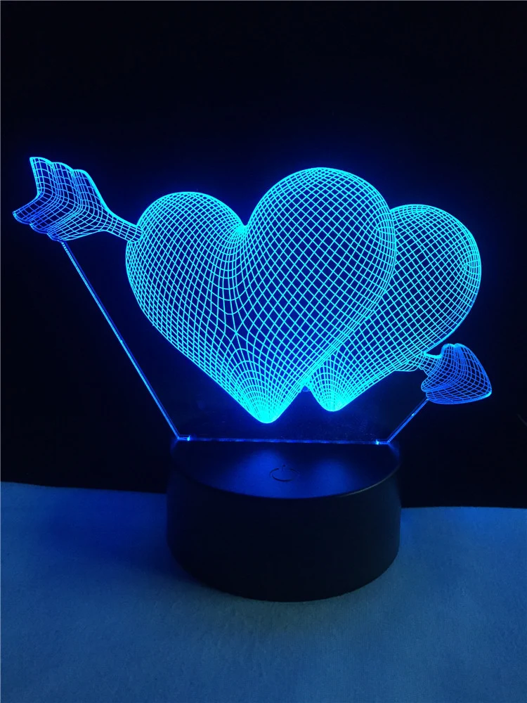 Romantische Lampe mit Herz Motiv, Farbwechsel und 3D Effekt