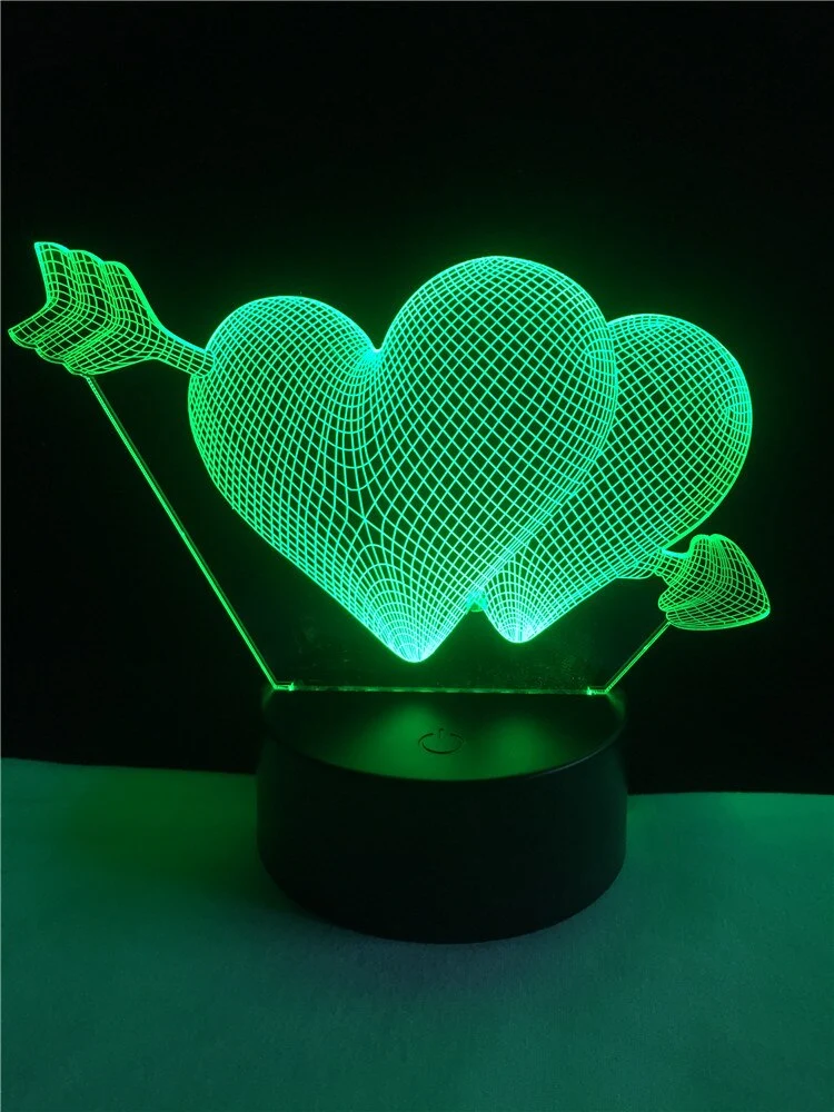 Romantische Lampe mit Herz Motiv, Farbwechsel und 3D Effekt