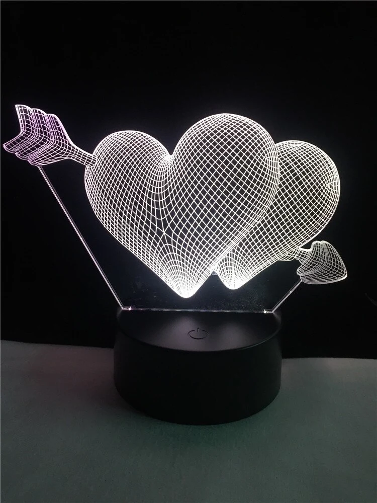 Romantische Lampe mit Herz Motiv, Farbwechsel und 3D Effekt