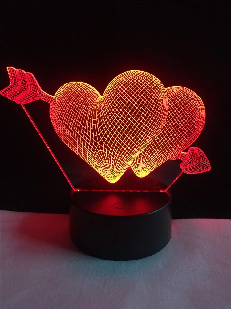 Romantische Lampe mit Herz Motiv, Farbwechsel und 3D Effekt