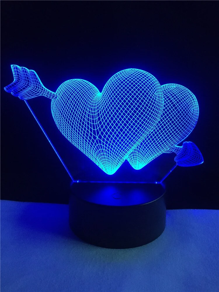 Romantische Lampe mit Herz Motiv, Farbwechsel und 3D Effekt