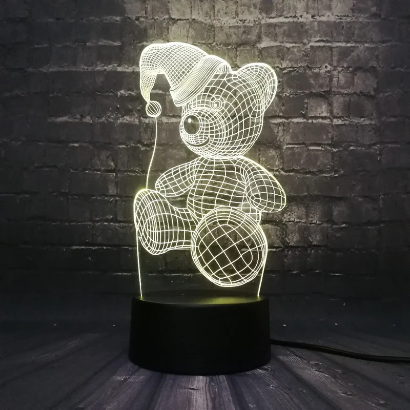 Teddy Bär will schlafen 3D LED Lampe mit magischen Farbwechsel (bis zu 7 Farben)