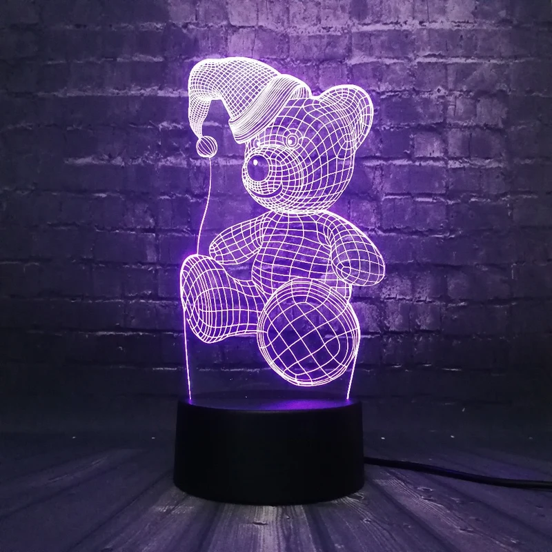 Teddy Bär will schlafen 3D LED Lampe mit magischen Farbwechsel (bis zu 7 Farben)