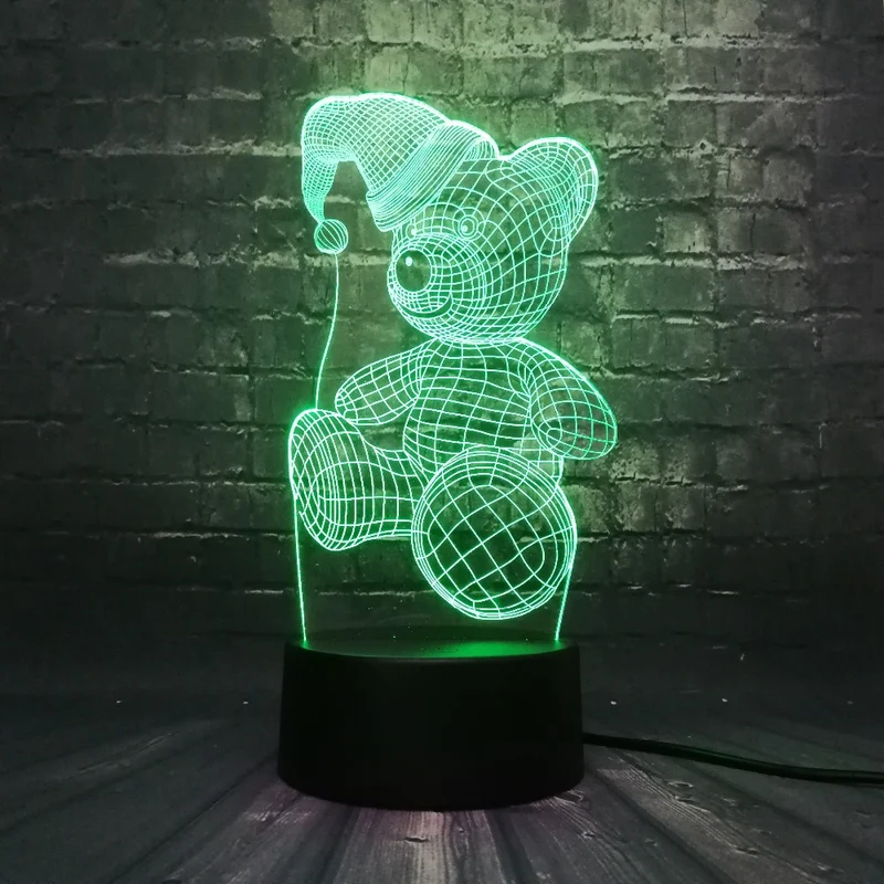 Teddy Bär will schlafen 3D LED Lampe mit magischen Farbwechsel (bis zu 7 Farben)