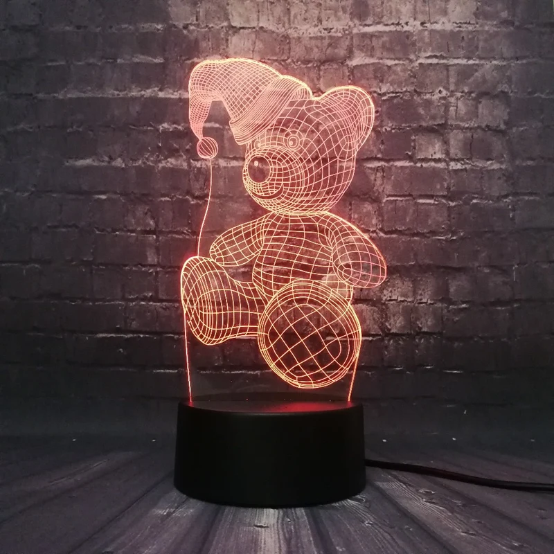 Teddy Bär will schlafen 3D LED Lampe mit magischen Farbwechsel (bis zu 7 Farben)
