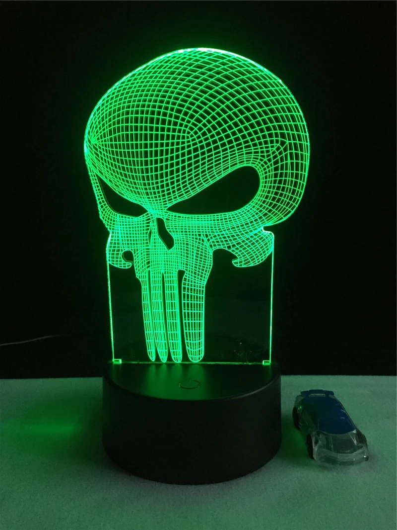 Totenkopf 3D LED Lampe mit Farbwechsel - Nachtlicht - Tischlampe