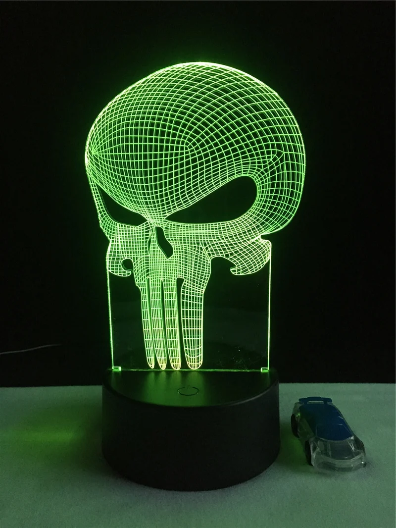 Totenkopf 3D LED Lampe mit Farbwechsel - Nachtlicht - Tischlampe