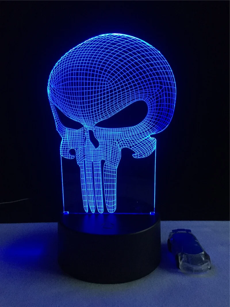 Totenkopf 3D LED Lampe mit Farbwechsel - Nachtlicht - Tischlampe