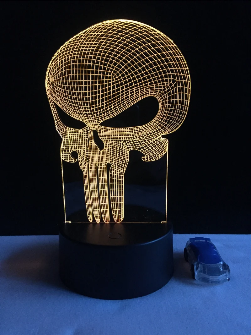 Totenkopf 3D LED Lampe mit Farbwechsel - Nachtlicht - Tischlampe