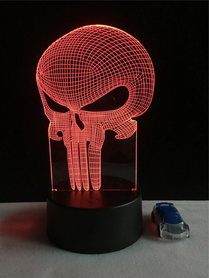 Totenkopf 3D LED Lampe mit Farbwechsel - Nachtlicht - Tischlampe