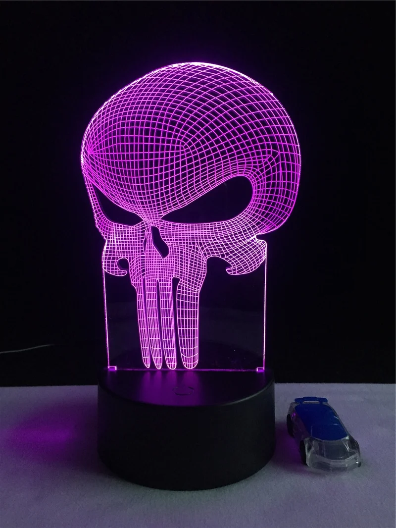 Totenkopf 3D LED Lampe mit Farbwechsel - Nachtlicht - Tischlampe